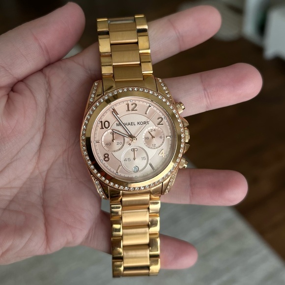 Michael Kors Women’s Blair Rose Gold Tone Rhinestone MK5263 Chronograph Watch main image 5